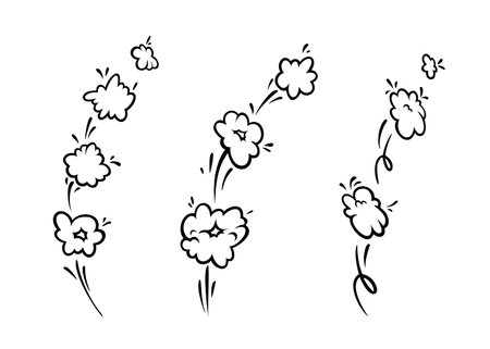 Comic boom effect clouds. Set of explosion bubbles and smoke. Vector illustration isolated on white backgroundのイラスト素材