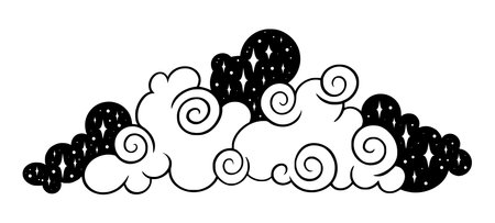 Tarot cloud with stars. Vintage boho cloud for esoteric astrology designs. Vector illustration isolated in white backgroundのイラスト素材