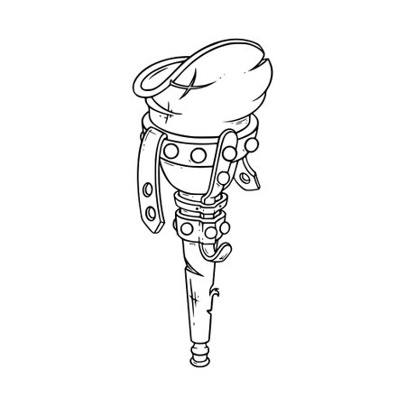 Pirate wooden leg prosthesis. Corsair prosthetic leg in retro vintage style. Vector illustration isolated on white backroundのイラスト素材