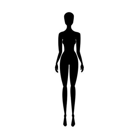 Front view woman body fashion template. Female mannequin for fashion designs. Vector illustration isolated in white backgroundのイラスト素材