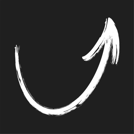 Grunge white chalk arrow. Brush painted arrow with marker texture. Vector illustration isolated in white backgroundのイラスト素材