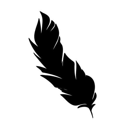 Feather of birds. Black feather silhouette for logo vector setのイラスト素材