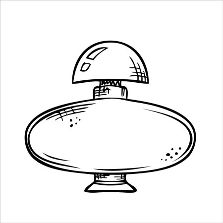 Isolated vector bottle. Line art empty transparent glass vial, bottle, jar.のイラスト素材