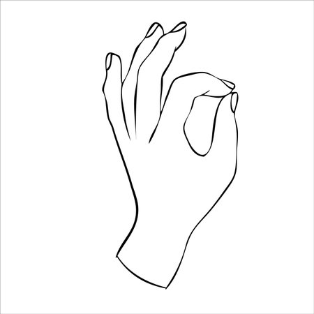 Linear silhouette of an elegant female or witch hand.のイラスト素材