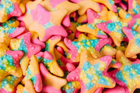 Colorful gummy sweets in the store. Background from sweets