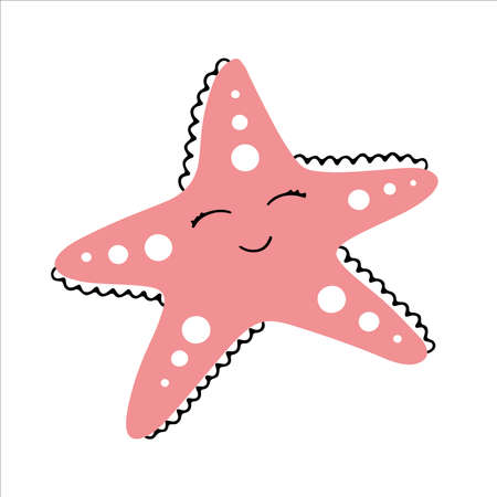 Starfish summer icon hand drawn in doodle style. Vector illustrationのイラスト素材