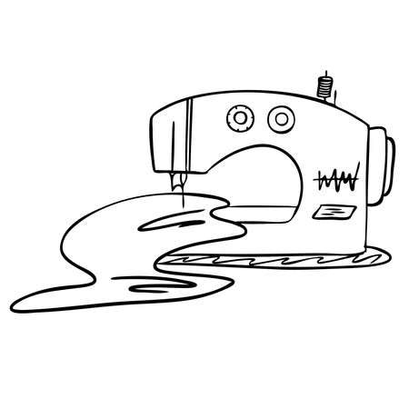 Sewing machine. Fashion designer tool. Vector illustrationのイラスト素材