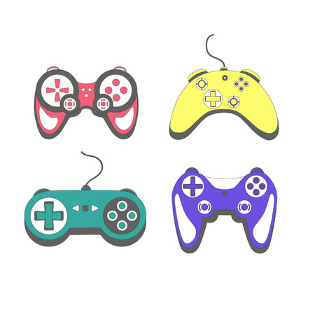 Gamepad in retro style. Game controller vector illustration isolated on whiteのイラスト素材