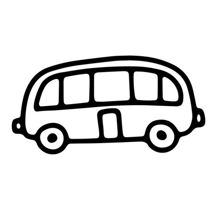 Doodle outline bw car. Sketch scribble style. Hand drawn vector illustrationのイラスト素材
