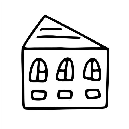 Doodle house. Sketch bw scribble style. Hand drawn build vector illustrationのイラスト素材