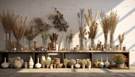 Interior decoration with stylish compositions from dry plants.の素材
