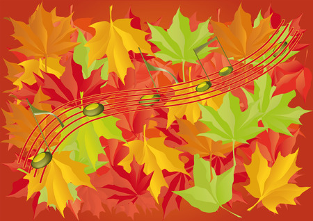 autumn leaves and musical notesのイラスト素材