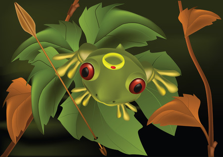 fairy tale on a frog an arrow and the kind boyのイラスト素材