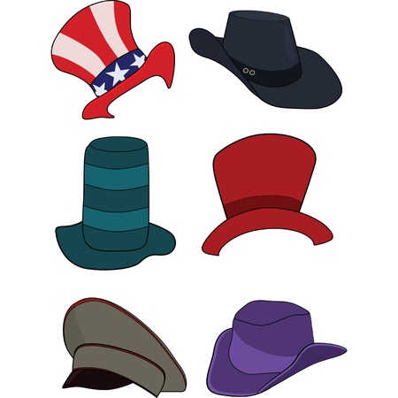 complete set of hats, headdressesのイラスト素材
