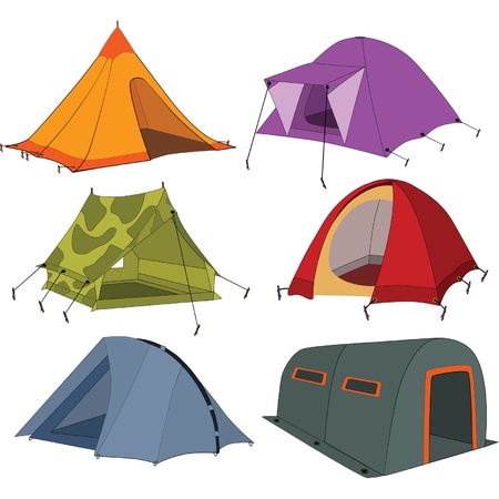 Set of tourist tents のイラスト素材