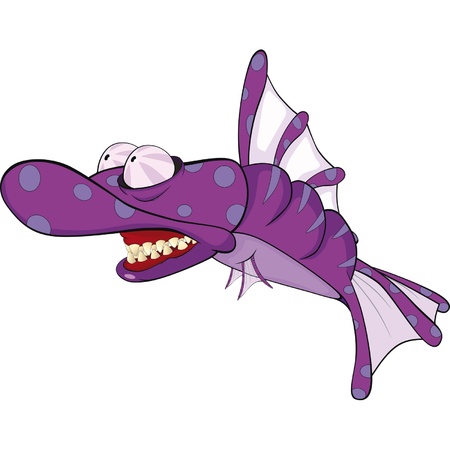 Deep water fish.Coral small fish. Predator. Cartoon のイラスト素材