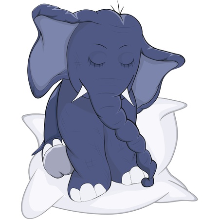 The sleepy elephant calf on a pillow. Cartoon のイラスト素材