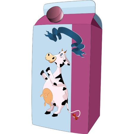 Package of milk with a cow のイラスト素材