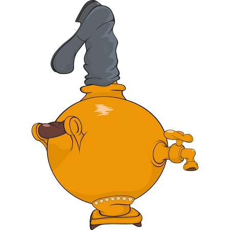 Old Russian samovar and boot. Cartoon のイラスト素材