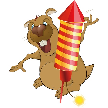 The beaver and celebratory attributes.のイラスト素材