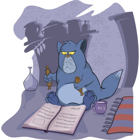 Cat and the book. A terrible fairy tale. Cartoon のイラスト素材