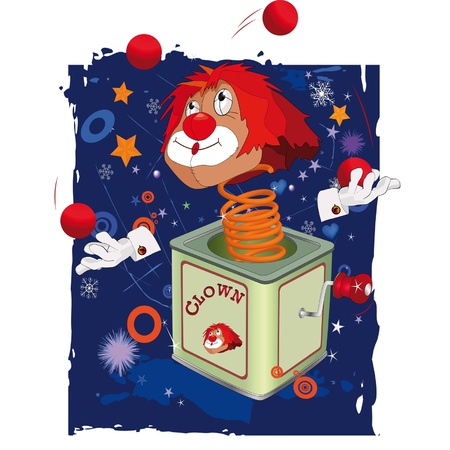 The clown the juggler and a musical boxのイラスト素材