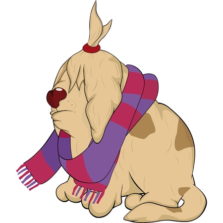 Sad Newfoundland and a scarf のイラスト素材