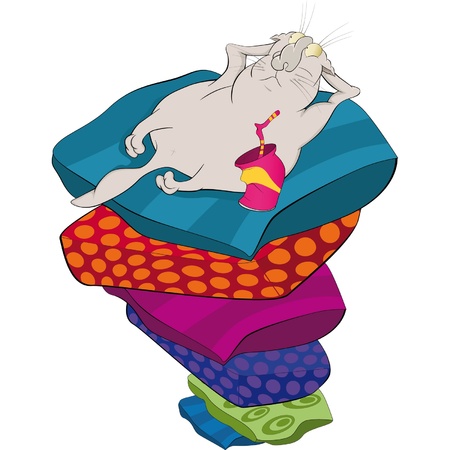 The lazy cat and pillowsのイラスト素材