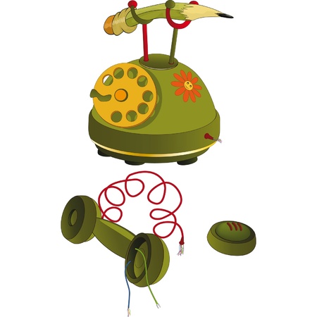 Green broken phone. Cartoonのイラスト素材