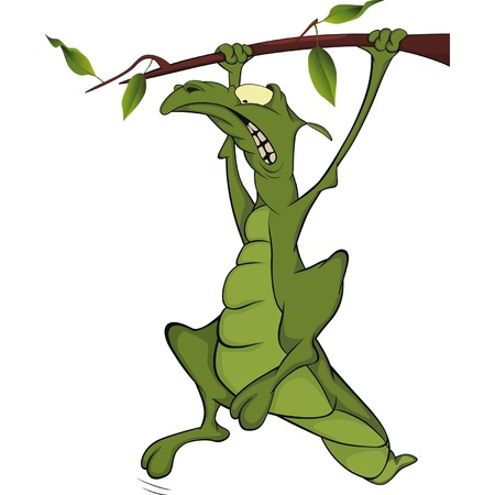 Lizard on a tree branch. Cartoonのイラスト素材