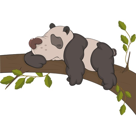 The bear a panda sleeps on a tree. Cartoon のイラスト素材