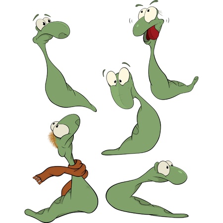 Green worm .Clip-art. Cartoonのイラスト素材
