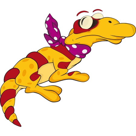 Yellow kind lizard and scarf  Cartoon のイラスト素材