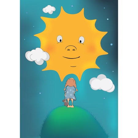 The girl and the sunのイラスト素材