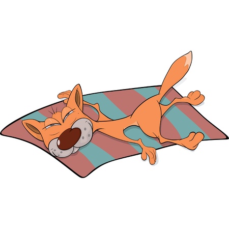 Cat on the rug. Cartoonのイラスト素材