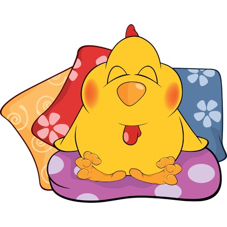 Chicken and pillows cartoonのイラスト素材