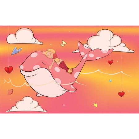 A whale girl in a candy worldのイラスト素材