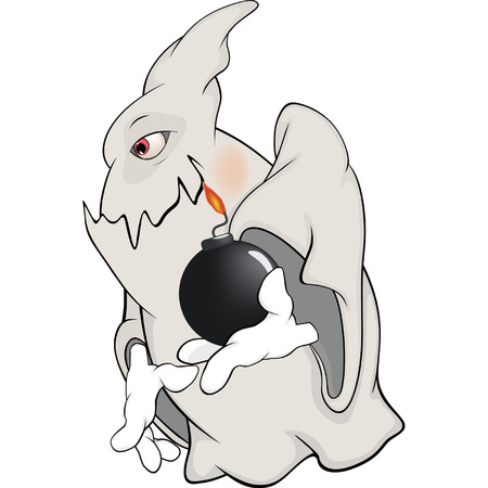 Ghost and bomb cartoonのイラスト素材
