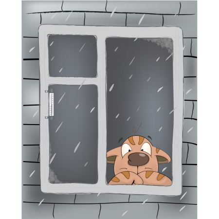 A kitten in the rain  Cartoonのイラスト素材