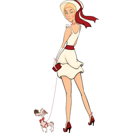 The girl and the dog のイラスト素材