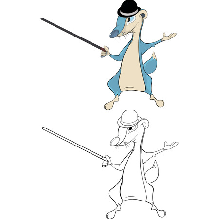 Mongoose with a walking stick cartoon のイラスト素材