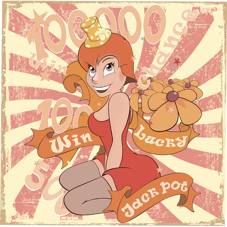 Beautiful pin-up girl cartoonのイラスト素材