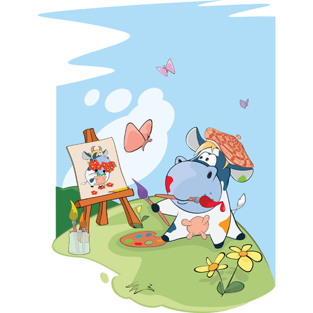 Illustration of a Cute Cow. The Adventures Of a Comic Artistのイラスト素材