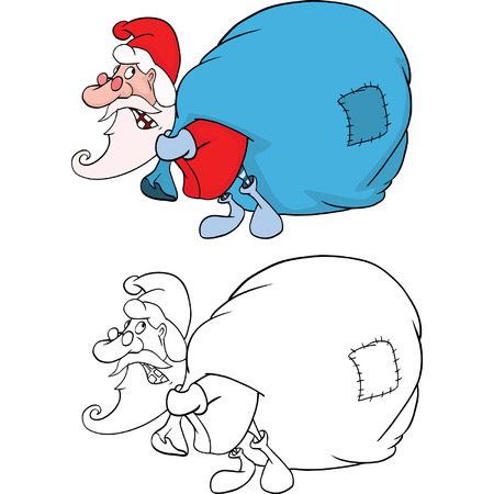 Cute Santa Claus and Sack Fullのイラスト素材