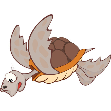 Illustration of a Cute Sea Turtle. Cartoon Characterのイラスト素材