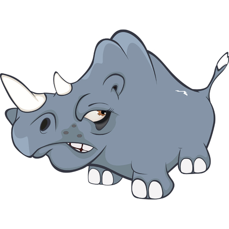 Illustration of a Cute Black Rhinoceros. Cartoonのイラスト素材