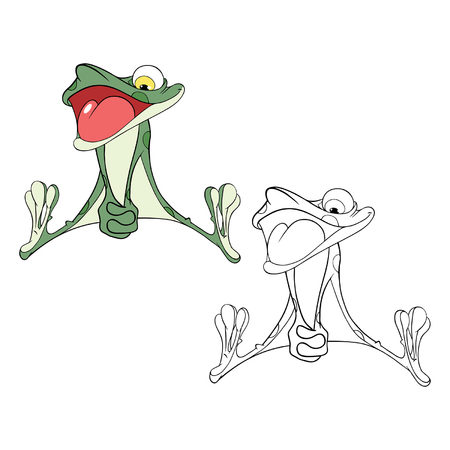 Illustration of a Cute Green Frog. Cartoon Characterのイラスト素材