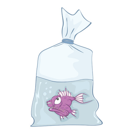 Illustration of Cute Aquarium Fish. Cartoon Characterのイラスト素材