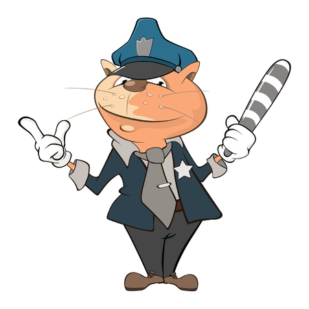 Illustration of a Cute Cat Police Officer cartoon characterのイラスト素材