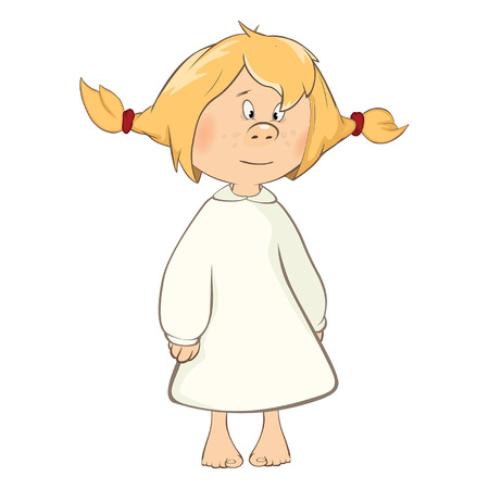 Illustration of a cute little girl cartoon character.のイラスト素材